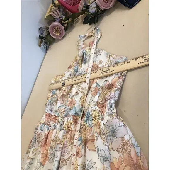 Maurices Women’s Maxi Sundress Size M Floral Halter Neck Boho Vacation Dress - Picture 9 of 10